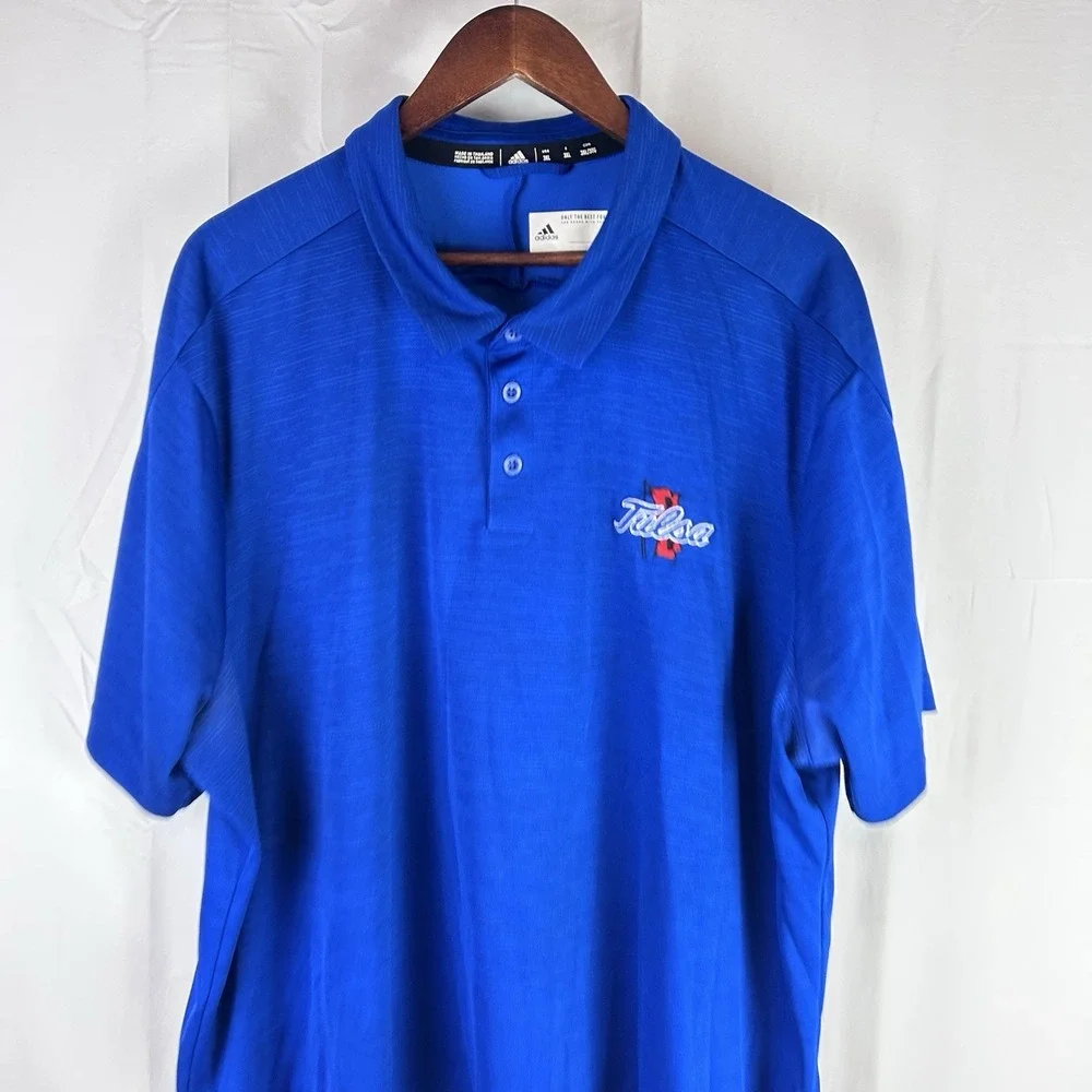 Tulsa Golden Hurricanes TU Adidas Short Sleeve Blue Polo Men's Size 3XL *Flaw‎